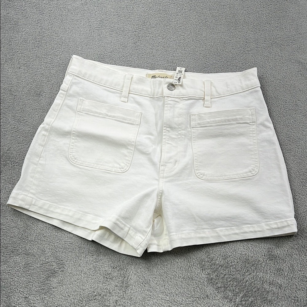 NEW Madewell 30/10 The High Rise Sailor‎ White Women's Shorts Cotton Blend